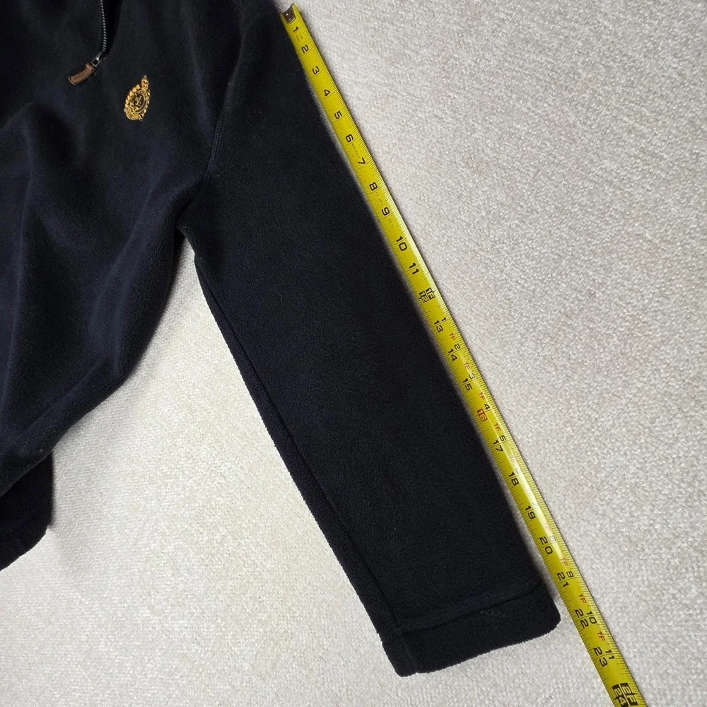 Lauren Ralph Lauren Fleece Pullover Womens Petite M Black Quarter Zip Crest Logo